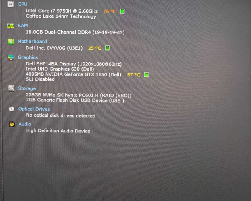 Dell XPS 15 7590 i7-9750H@2.6GHz GTX 1650 4GB GPU 16GB RAM 256GB SSD  Lap200