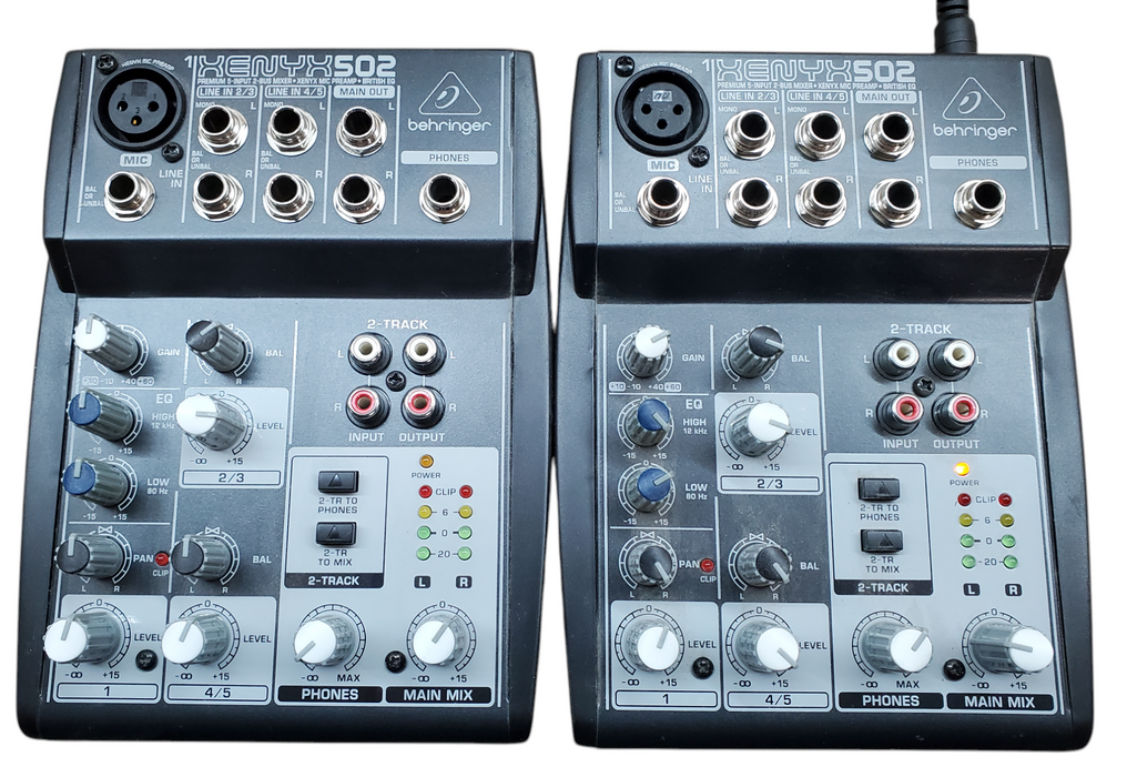 Lot 2x Behringer XENYX 502 Mic Preamp 5-Input 2-Bus Audio Mixer *READ*