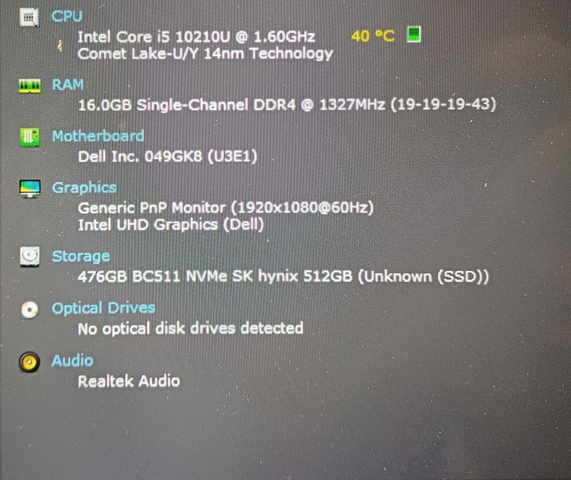 Dell Latitude 5310 2-in-1, i5-10210U 1.70GHz, 16GB DDR4, 512GB NVMe, No AC  Lap200