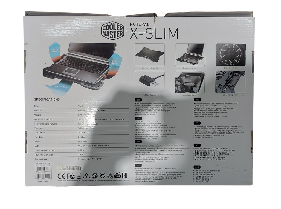 Cooler Master NotePal X-Slim Ultra-Slim Laptop Cooling Pad with 160mm Fan Q