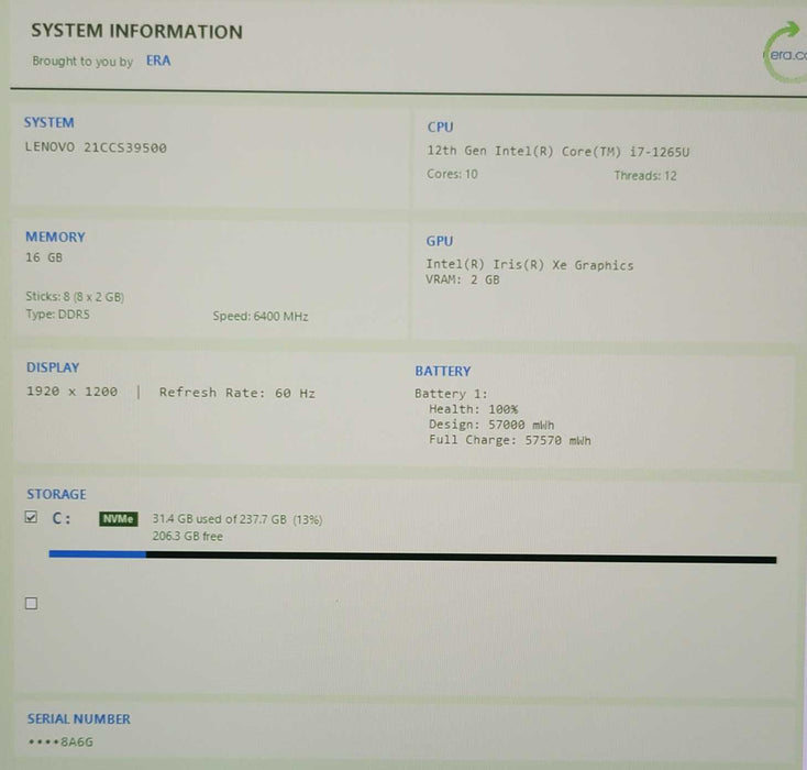 Lenovo ThinkPad X1 Nano Gen 1 i7- 1160G7 16GB RAM 512GB NVMe   β Lap200