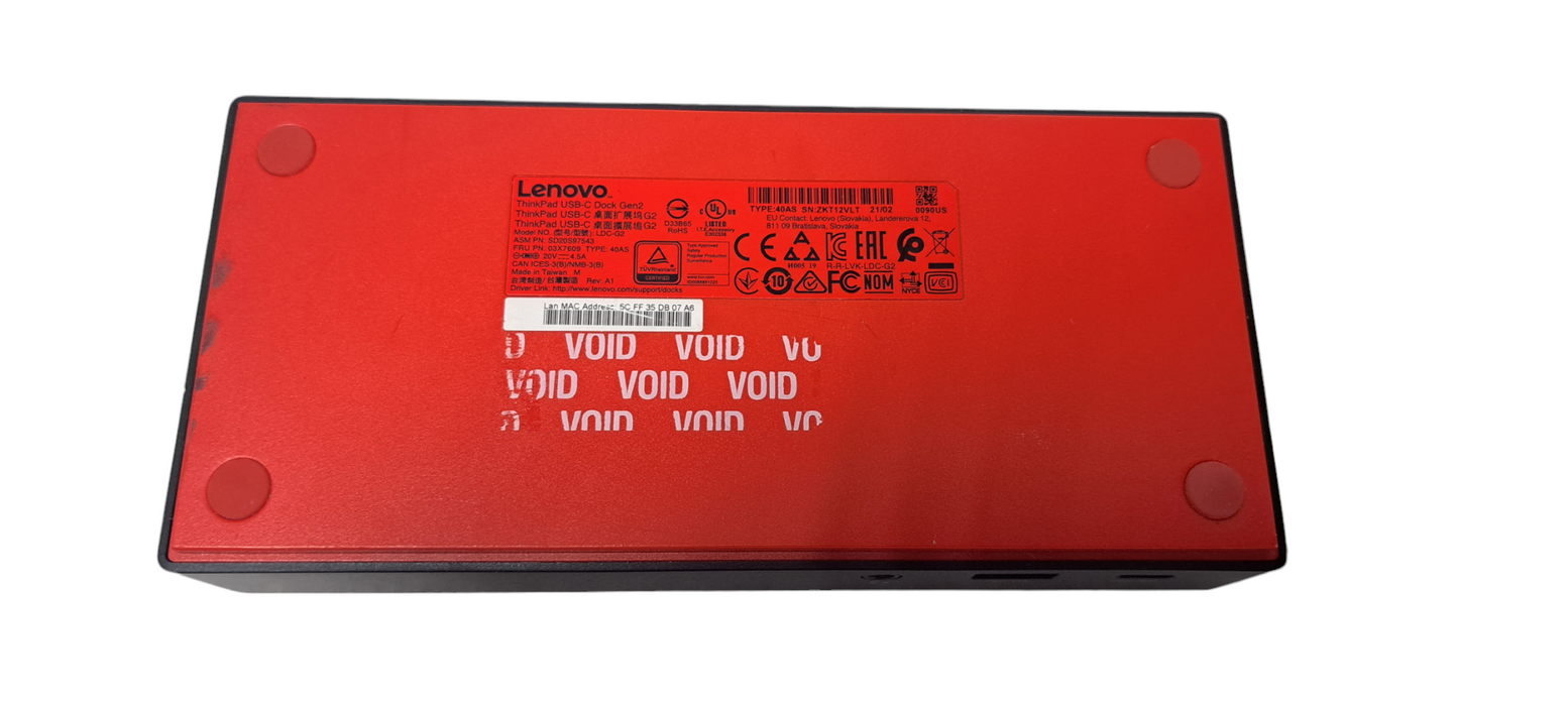 Lenovo ThinkPad USB-C Dock Gen 2 LDC-G2 40AS W/ Power Adapter Q