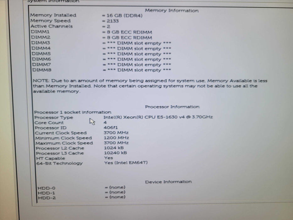 Dell Precision T5810 - Xeon E5-1630 v4 16GB DDR4 NO HDD 685W PSU %