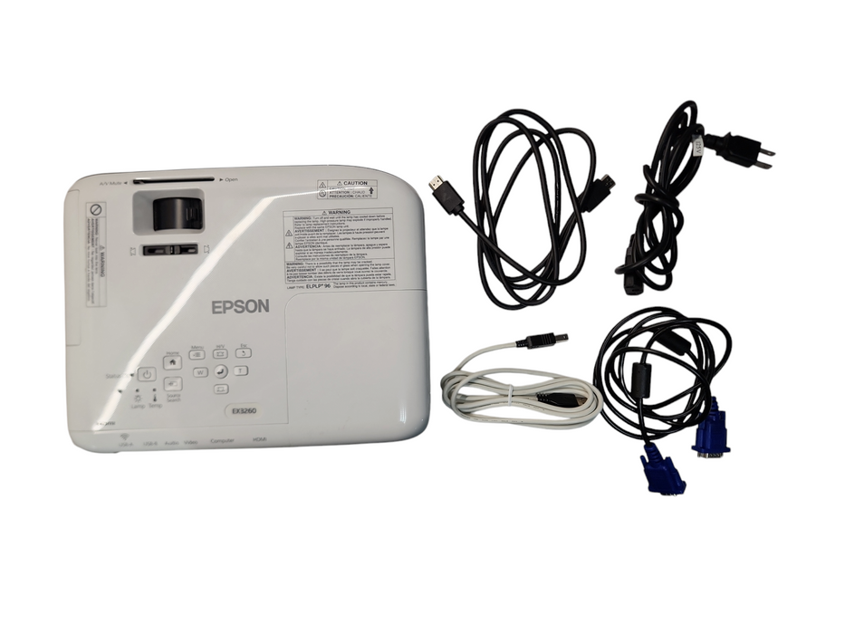 Epson Ex3260 / H824A SVGA 3LCD Projector, Lamp Hour: 24Hrs w/ Cords & Bag