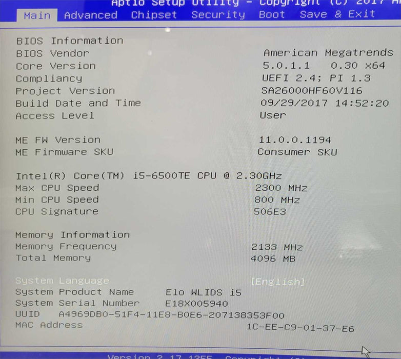 ELO E971081 ESY22i5 Touch Screen AiO POS i5/4GB 128GB SSD WiFi _