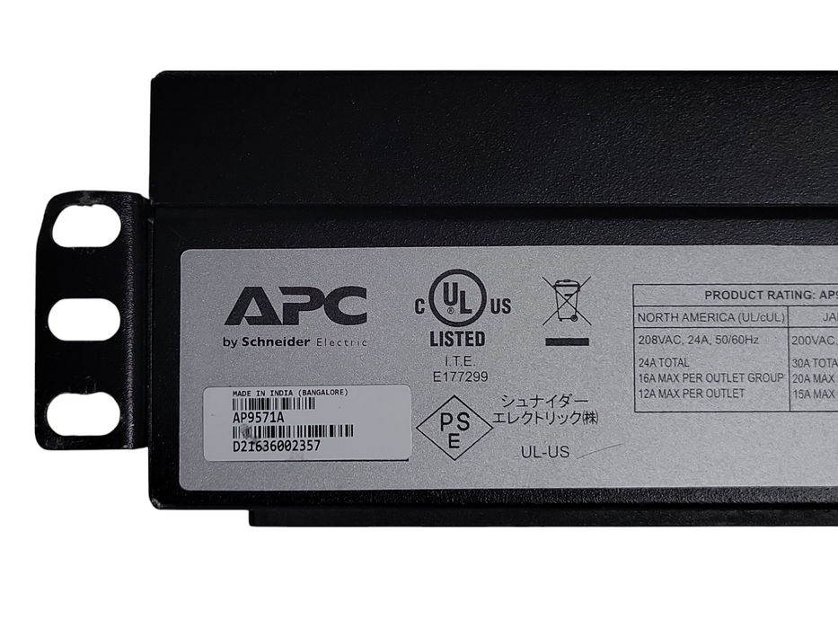 APC AP9571A Basic 1U Rack PDU Power Distribution 208-210V 10-Outlets Rackmoun Q_