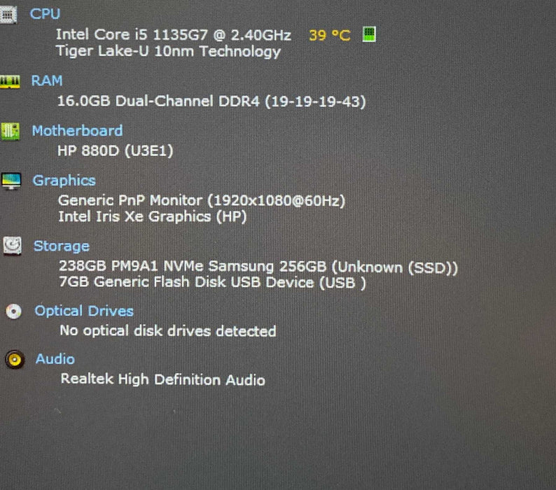 HP  EliteBook 840 G8 Core i5-1135G7@2.40GHz 16GB RAM 256GB SSD READ  Lap200