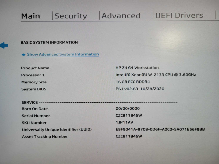 HP Z4 G4 Workstation, Xeon W-2133 3.60GHz, 16GB DDR4, K2000 !