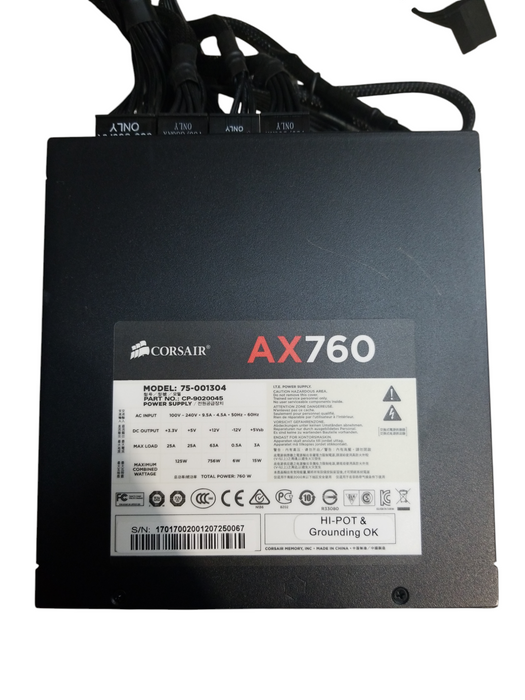 Corsair AX760 760W 80+  Fully-Modular Power Supply w/ Cables