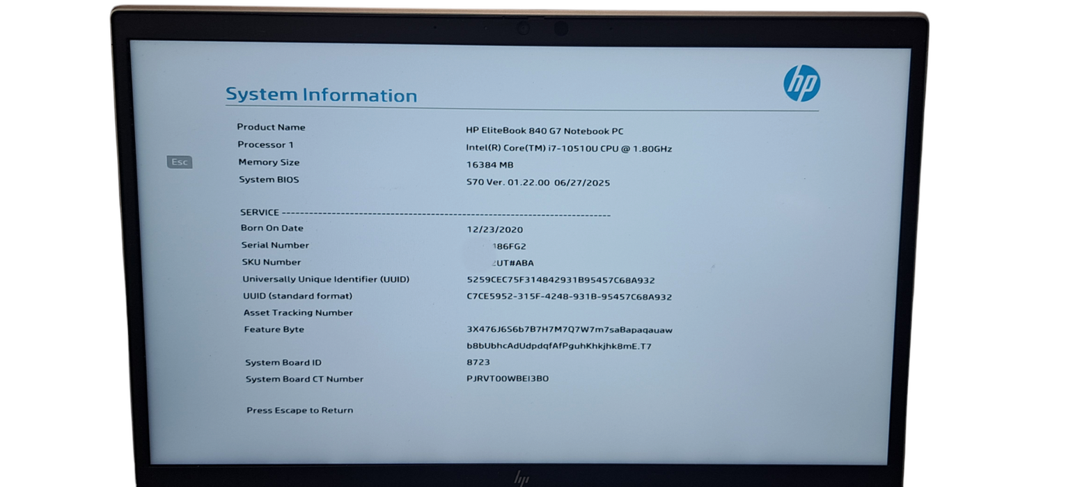HP EliteBook 840 G7 i7-10510U|16GB RAM|256GB NVMe W/AC  Lap200