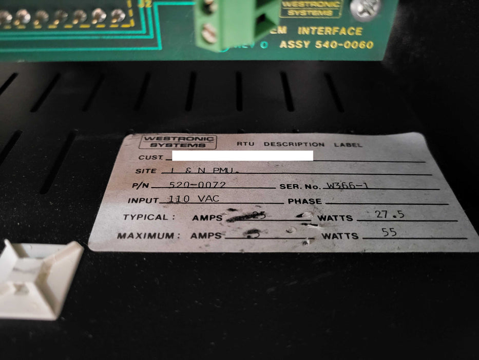 Westronic systems telecontrol instrument 520-0072  $