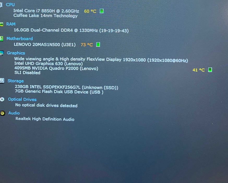 Lenovo ThinkPad P52 i7-8850H QUADRO P2000 4GB GPU 16GB RAM 256SSD READ!  Lap200