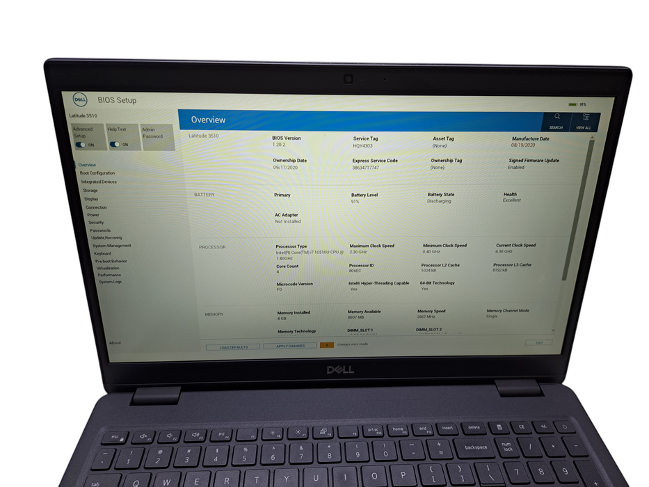 Dell Latitude 3510 | Intel Core i7-10510U @1.80GHz, 8GB DDR4, 256GB NVMe ) Lap200