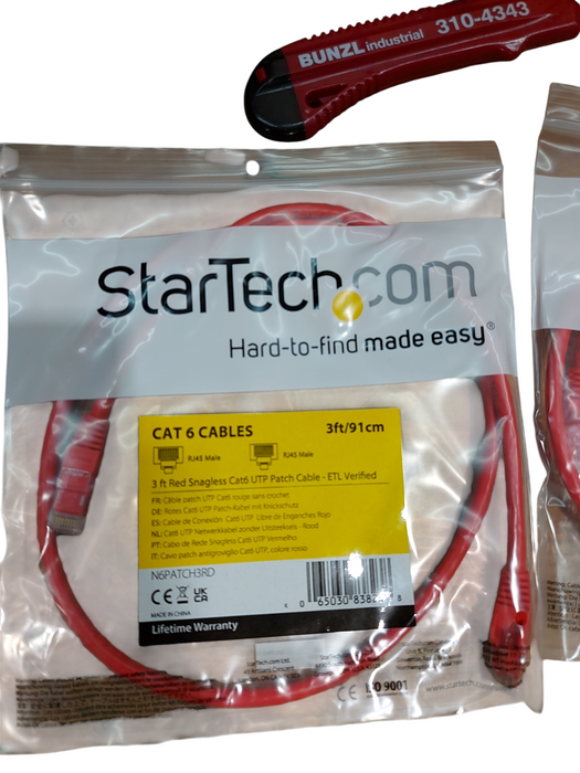 Lot 5x Startech Cat 6 Cables Snagless ETL Verified Red Q