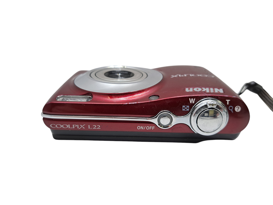 Nikon COOLPIX L22 12.0MP Compact Digital Camera Red 3.6x Zoom *READ* )