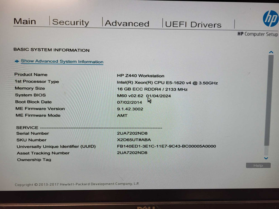 HP Z440 Workstation Xeon E5-1620 v4 16GB DDR4 No HDD $
