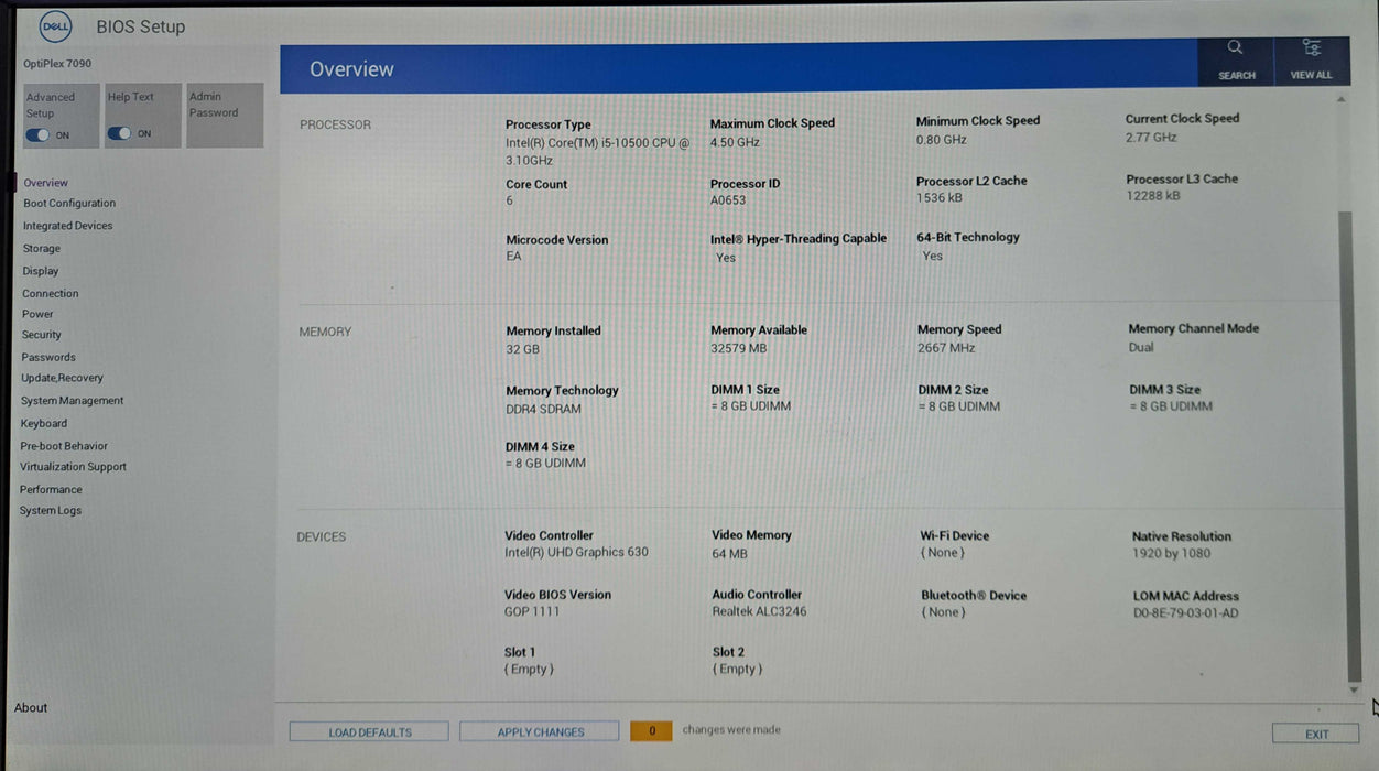 Dell OptiPlex 7090 SFF | Intel Core i5-10500 @3.10GHz, 32GB DDR4, 256GB NVMe )