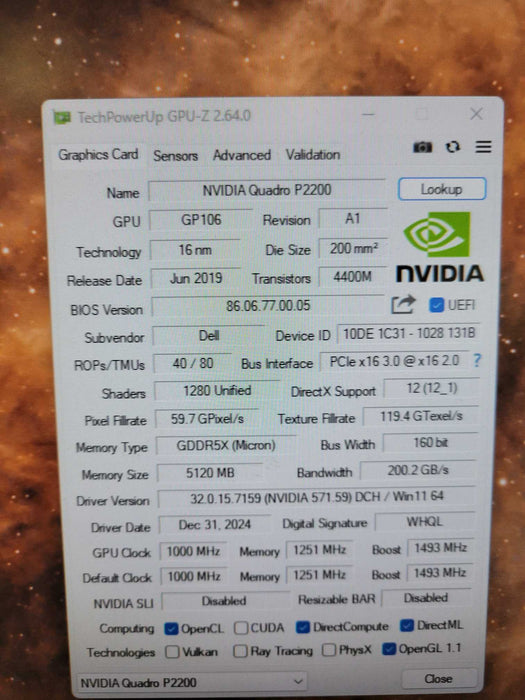 NVIDIA Quadro P2200 5GB Graphics Card - 4x Display Port !