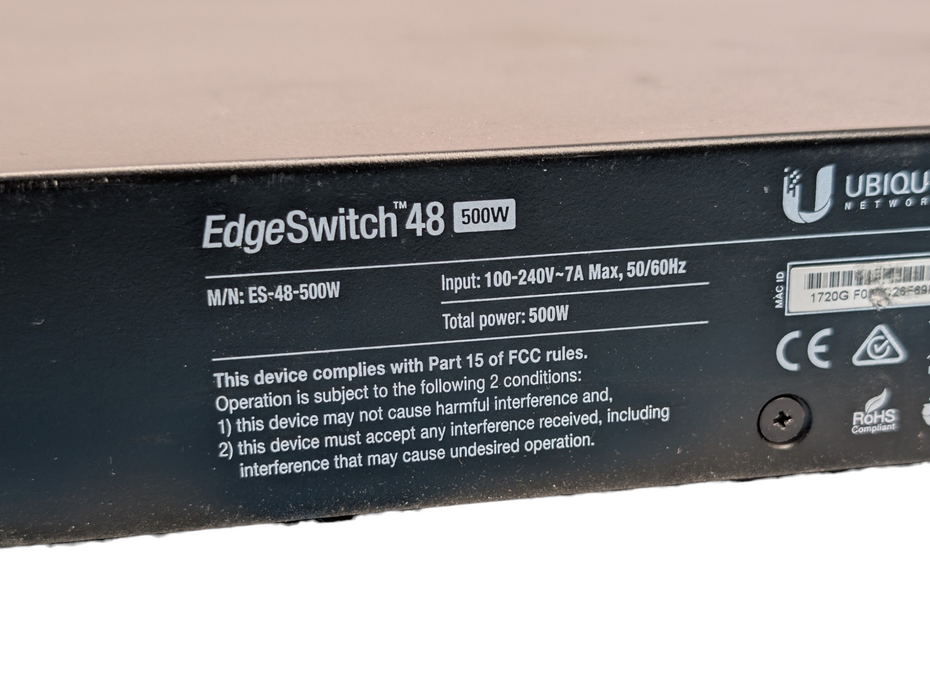 Ubiquiti EdgeSwitch 48 500W ES-48-500W Gigabit PoE+ Network Switch  -