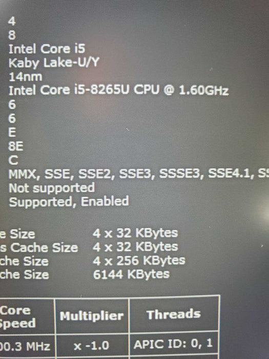 Dell Latitude 5400 INTEL Core i5-8265U 16GB 256GB NVME read  Lap200