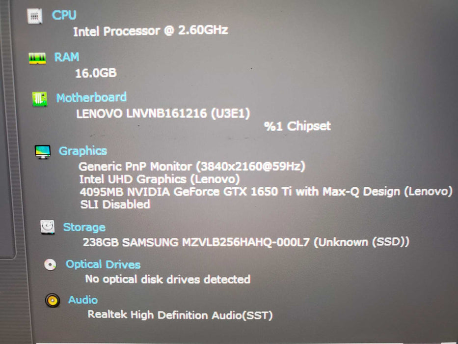 Lenovo ThinkBook 15p 4K 15.6" i7-10750H 16GB 256GB NVME GTX 1650Ti   Lap200