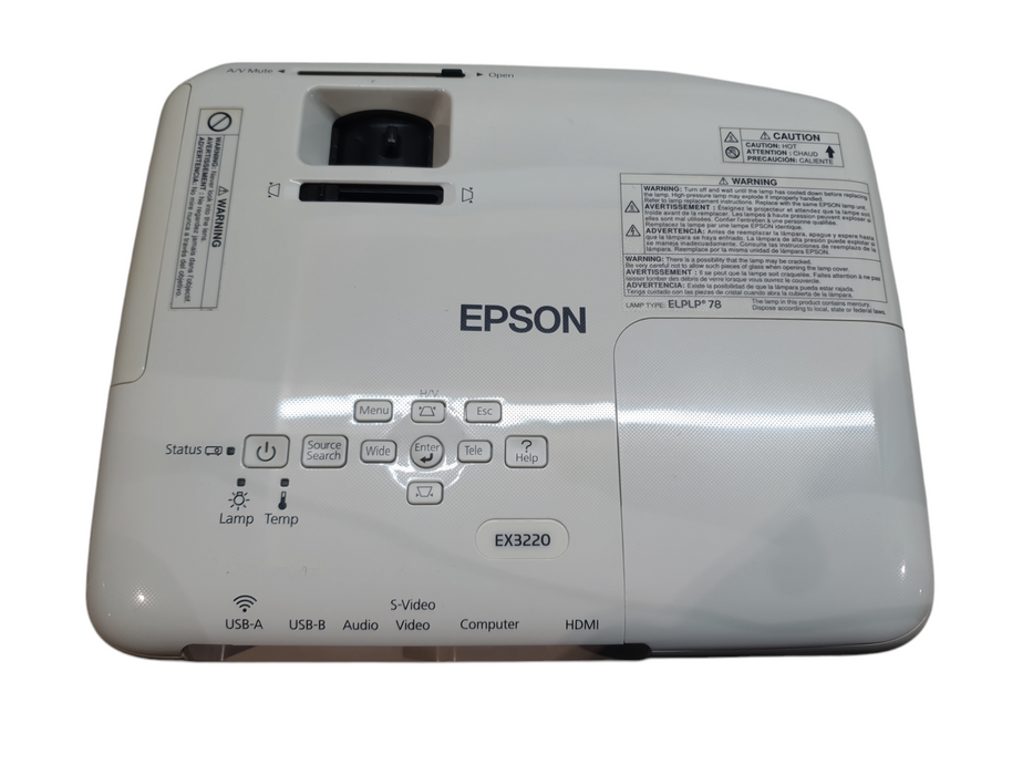 EPSON EX3220 HDMI Projector Lamp Hours: 53 w/ Remote, Bag + Cables