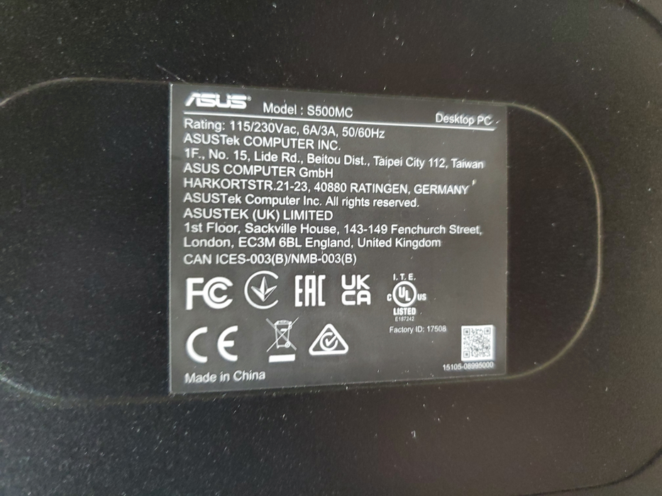 ASUS S500MC Intel Core i5-11400 16GB DDR4 256GB SSD