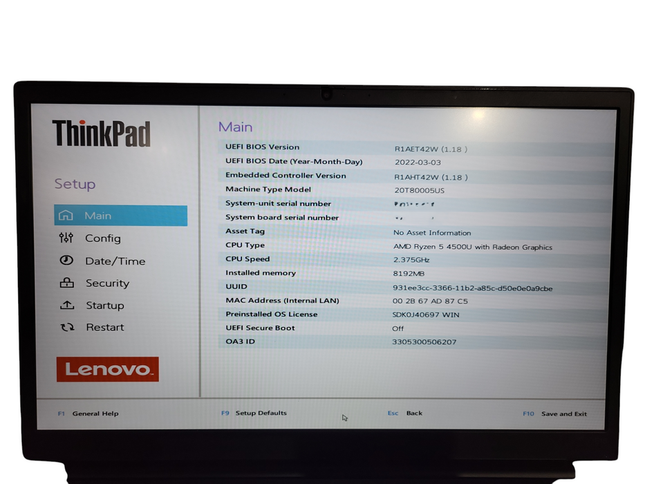 Lenovo ThinkPad E15 Gen 4 Ryzen 5 5400U 8GB DDR4 256GB SSD ! Lap200