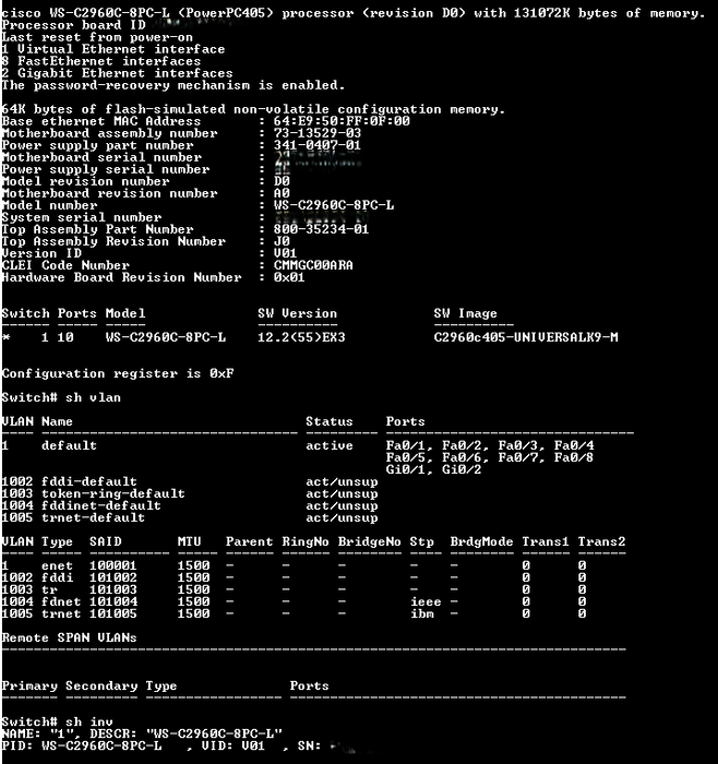 Cisco Catalyst 2960-C WS-C2960C-8PC-L, 8-port Ethernet PoE Network Switch