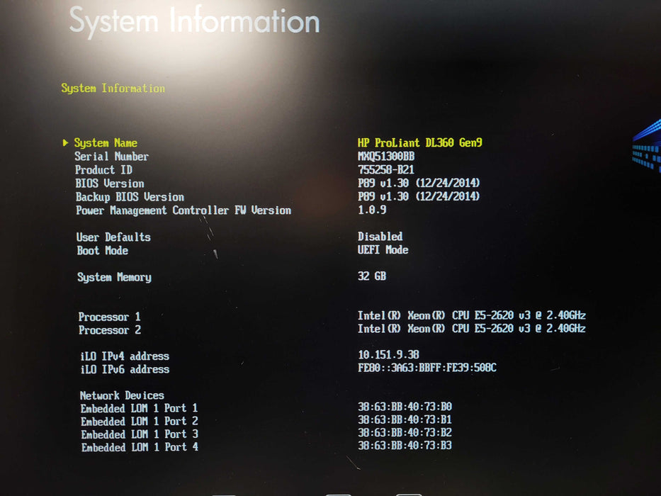 HP DL360 Gen9 2x E5-2620 v3 @ 2.40Ghz 32GB RAM P440ar RAID READ $