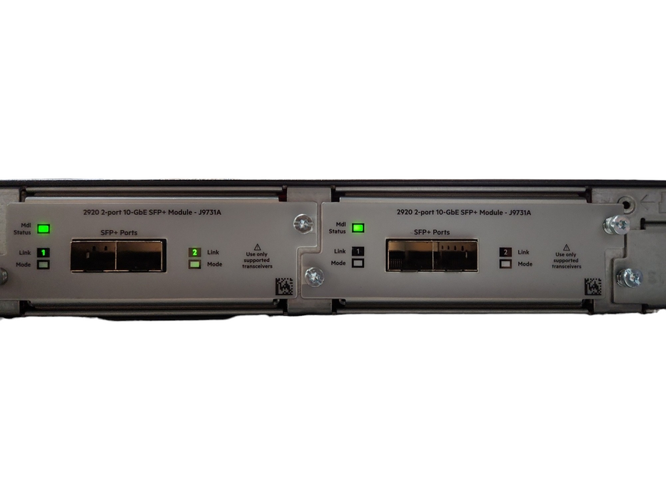 HP 2920-48G PoE+ Gigabit Network Switch J9729A w/ 2x J9731A MODULES