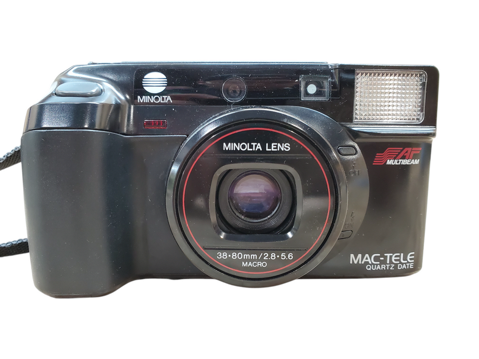 Minolta MAC-TELE Quartz Date 35mm Film Camera w/ Case *READ*