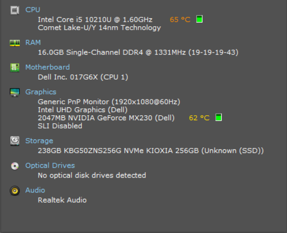 DELL Latitude 3510 , i5-10210U 1.60GHz, 16GB DDR4, 256GB NVMe, MX230  Lap200