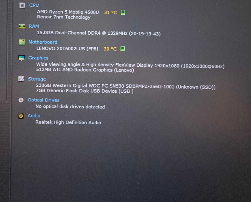 Lenovo ThinkPad E14 Gen 2 AMD Ryzen 5 4500U 16GB RAM 256GB SSD  Lap200