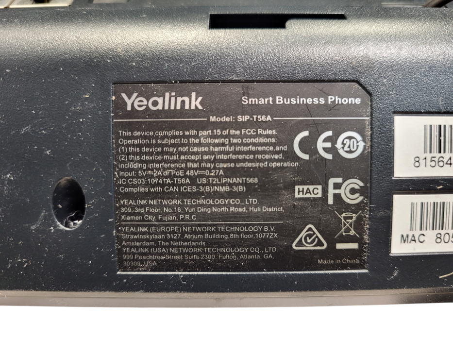 Yealink SIP-T56A VOIP Phone with Large TOUCHSCREEN and Wi-Fi $