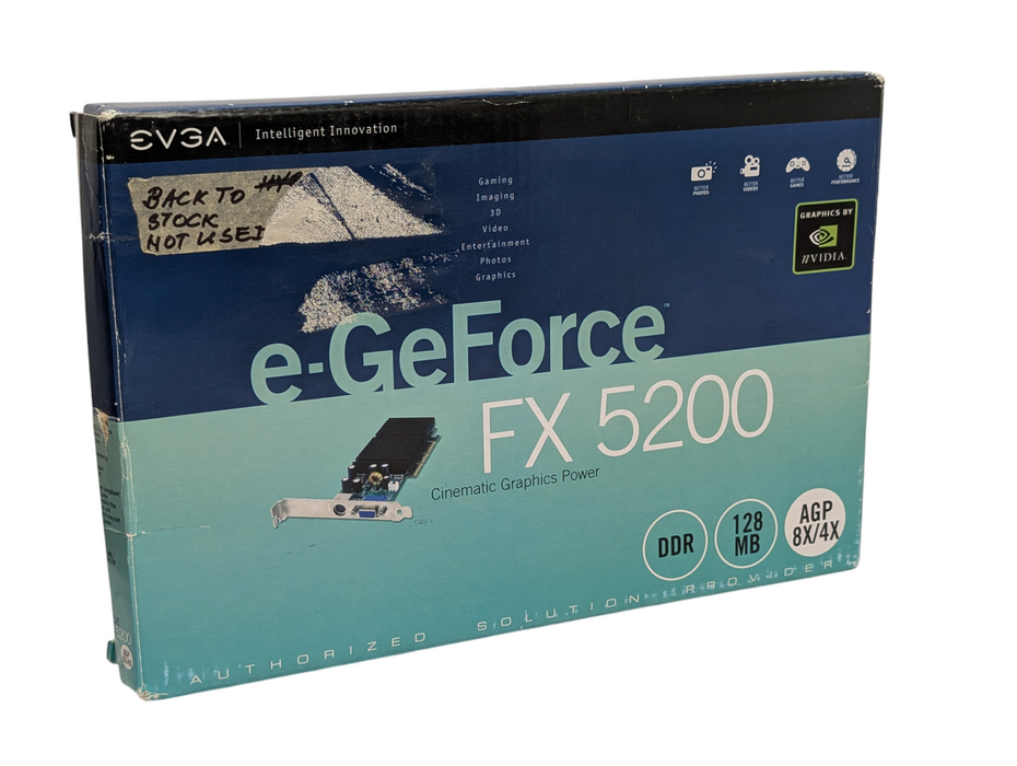 Lot of 3x EVGA e-GeForce FX 128MB DDR AGP Graphics Card with box  -