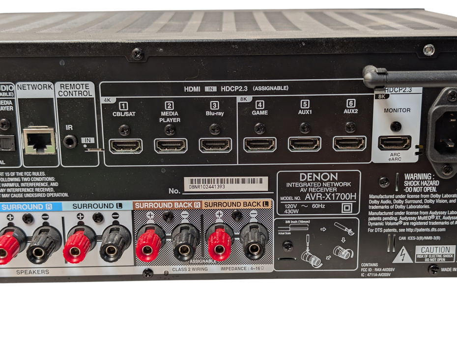 DENON AVR-X1700H 8K HDMI Network Integrated AV Receiver 7.2 PLEASE READ  -