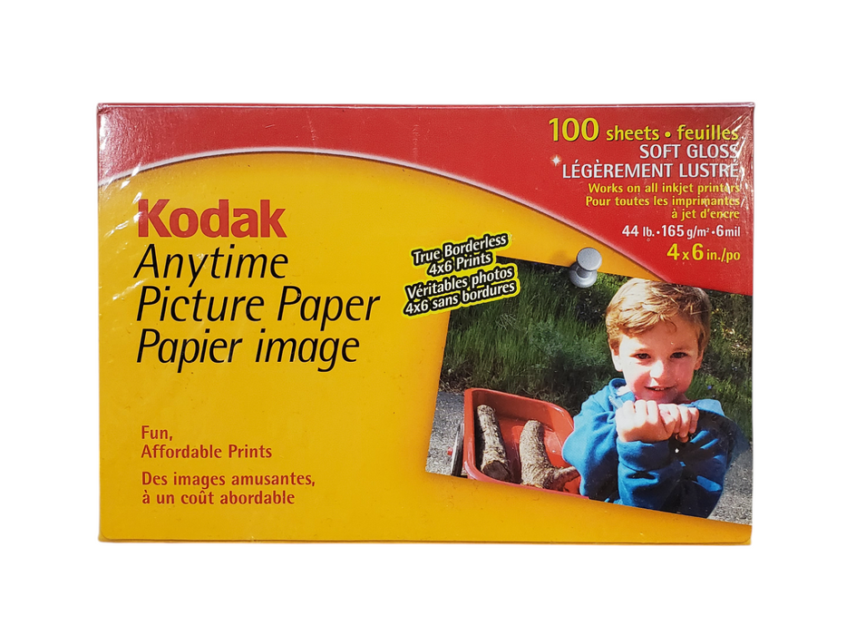 NEW - Kodak Anytime Picture Paper - 100 Sheet 4x6in. Soft Gloss Photo Paper Q