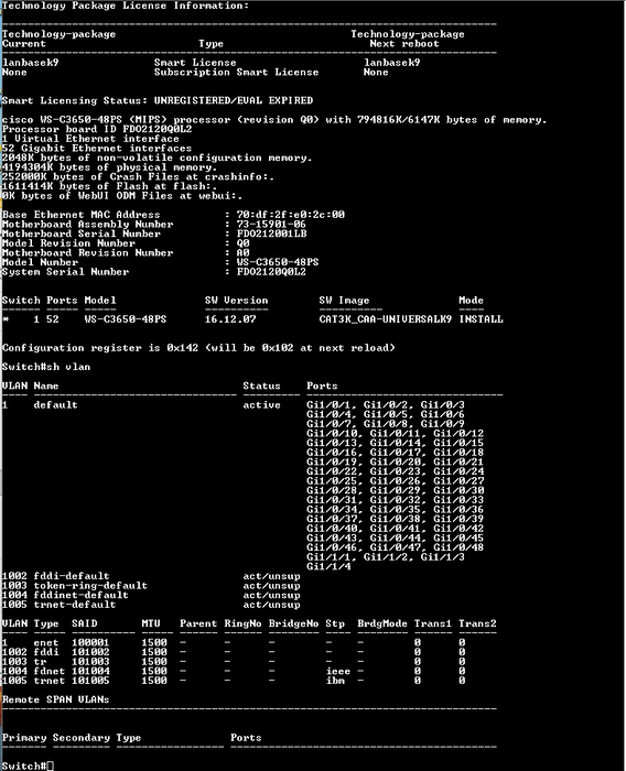 Cisco WS-C3650-48PS-S 48-Port Gigabit PoE Switch w/ 1x 640WAC  Q$