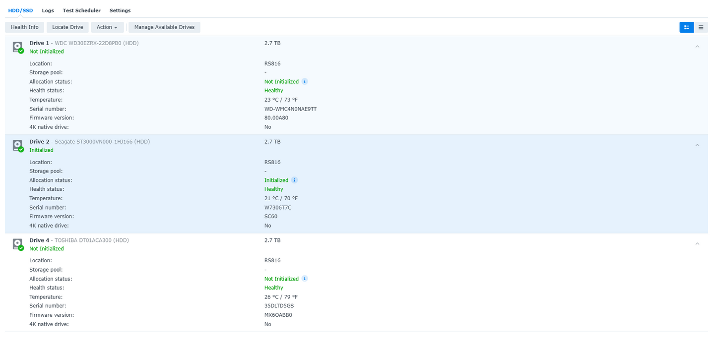 Synology RS816 4-bay NAS RackStation w/ 3x 3TB HDDs, READ