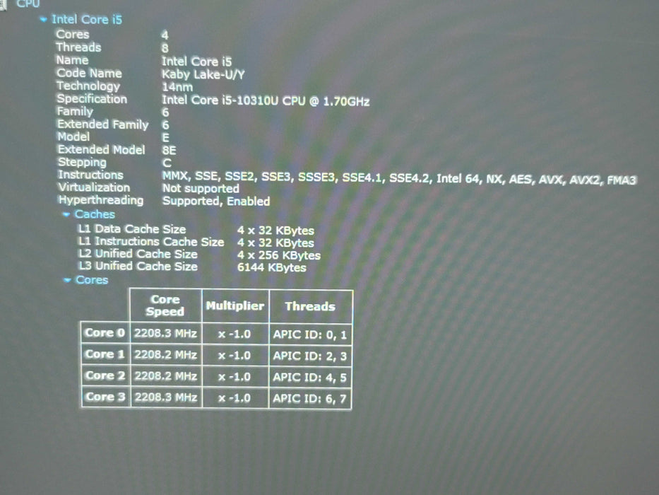 Lenovo ThinkPad T14 i5-10310U 16GB DDR4 256GB SSD READ β Lap200