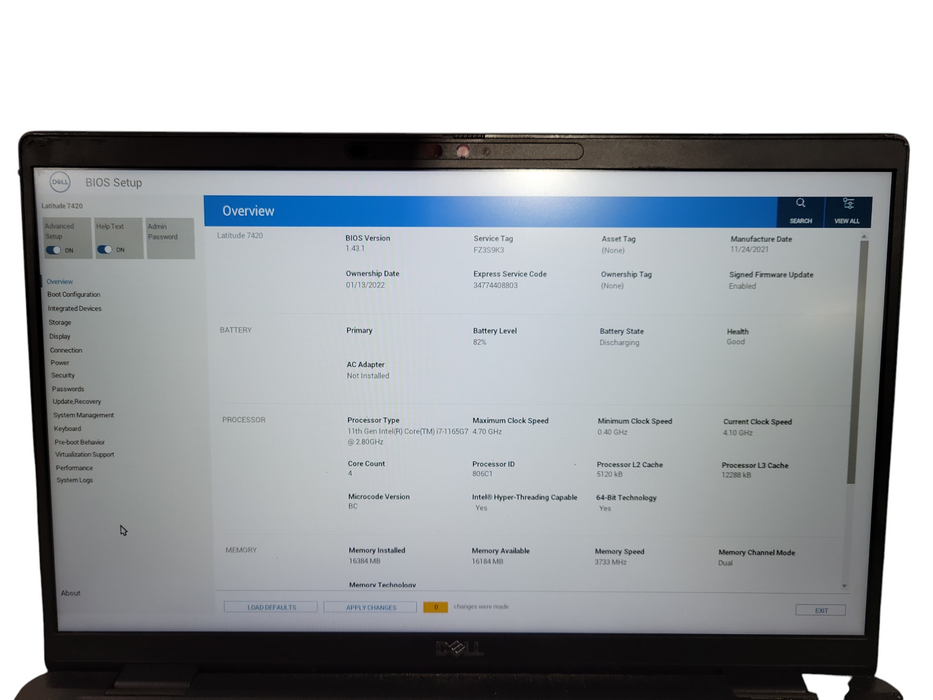 Dell Latitude 7420  i7-1165G7 16GB RAM 256GB NVMe READ ! Lap200