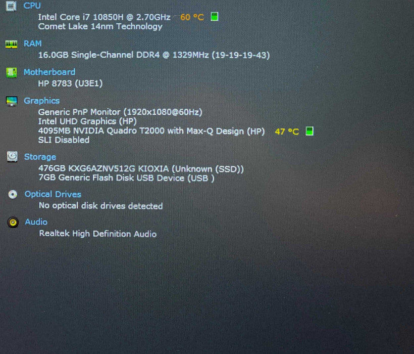 HP ZBook Fury 15 G7 15" i7-10850H QUADRO T2000 4GB GPU 16GB RAM 512GB SSD  Lap200