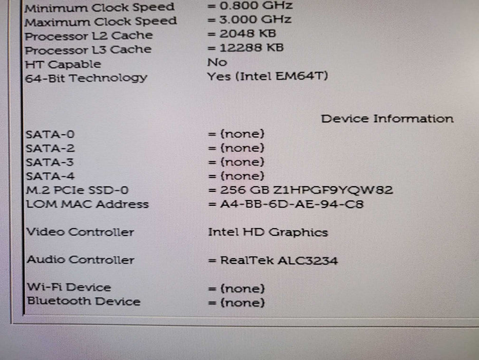 Dell OptiPlex 7070 i7 - 9700 @ 3.00GHz 16GB DDR4 Ram 256 nvme