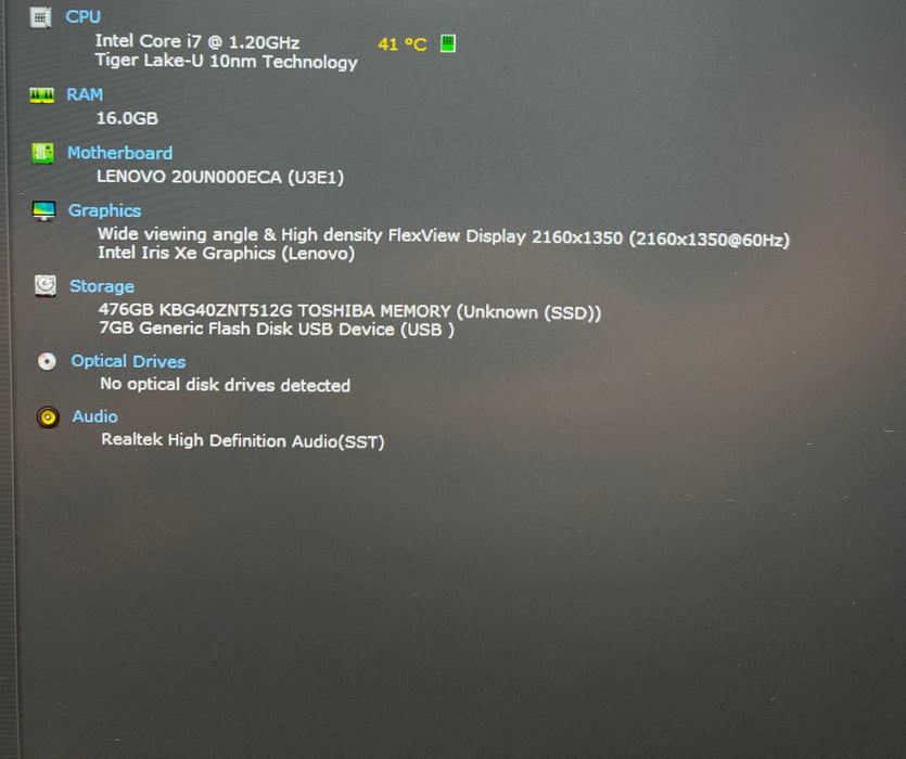 Lenovo ThinkPad X1 Nano 2K i7-1160G7@1.20GHz 16GB RAM 512GB SSD READ!  Lap200