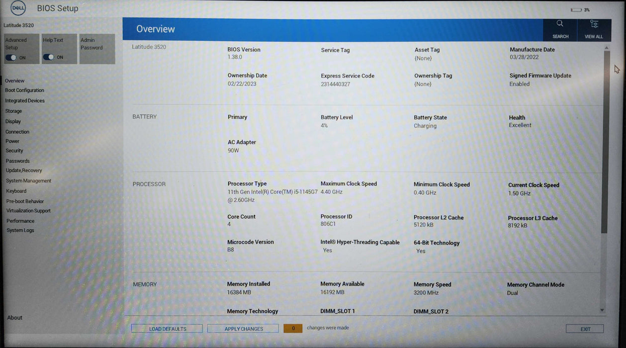 Dell Latitude 3520, i5-1145G7 2.60GHz, 16GB DDR4, 256GB NVMe, 65W AC  Lap200
