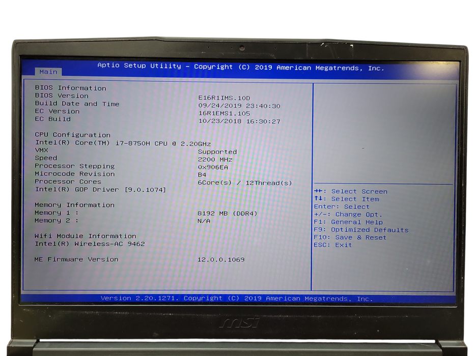 MSI GF63 8RC 15.6" Gaming Laptop Core I7 8th Gen 250GB SSD 8GB RAM GTX 1050 READ ! Lap200