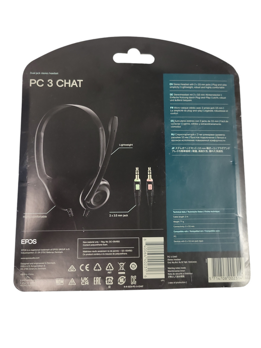 EPOS PC 3 Chat - Durable On-Ear Wired Headset|Noise Cancelling Mic-Brand New