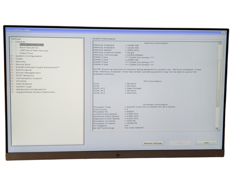 DELL OptiPlex 7080 SFF Intel Core i5-10500 16GB RAM 256GB NVMe SSD  -