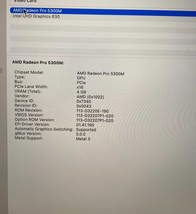 Apple MacBook Pro 16" 2019 i9-9980HK 32GB 512SSD Radeon Pro 5300M 4GB READ